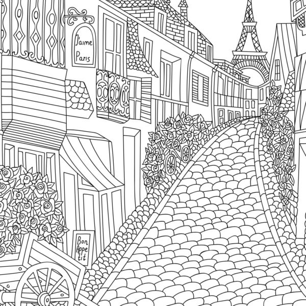 Stone Path on The Way to the Eiffel Tower coloring page