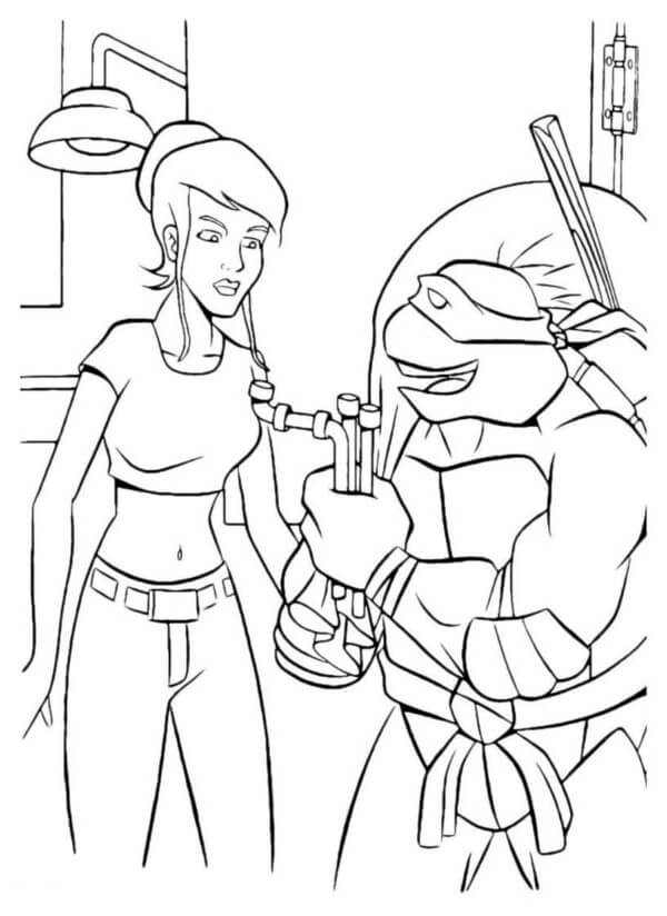 Teenage Mutant Ninja Turtles With Friend coloring page