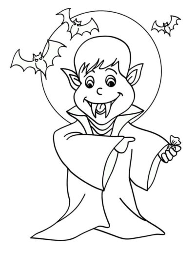 The Boy Dressed up as a Vampire For Halloween coloring page