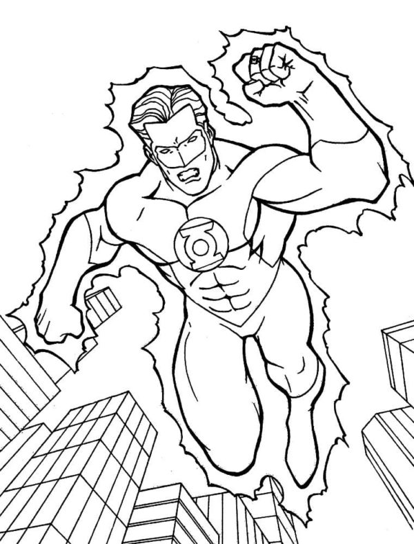 The Green Lantern Has the Power of The Ring to Create And Manipulate Energy Objects coloring page