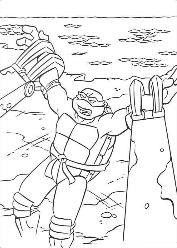 The Turtle Was Caught by a Huge Robot coloring page