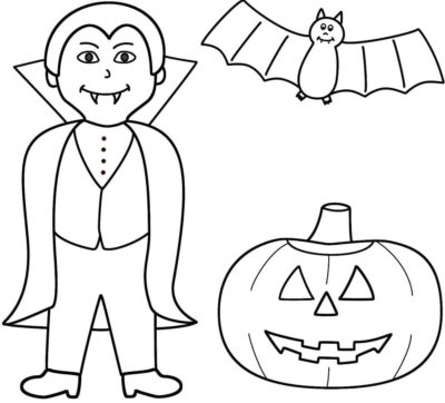 Vampire With Bat and Pumpkin