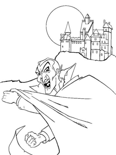 Vampire With Castle coloring page