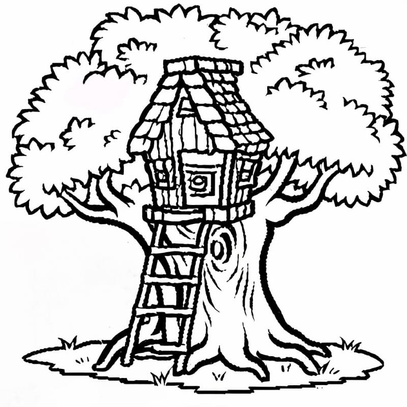 A Normal Tree House coloring page