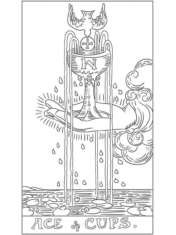 Ace of Cups Tarot coloring page