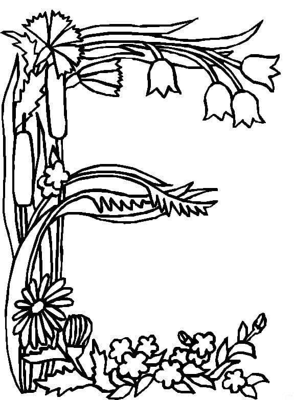 Alphabet Flower Letter E coloring page