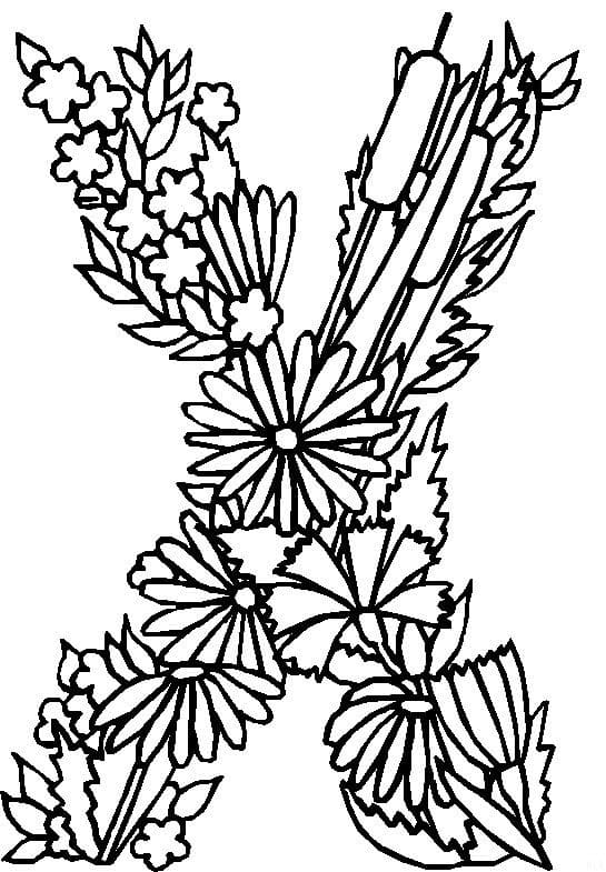 Alphabet Flower Letter X coloring page