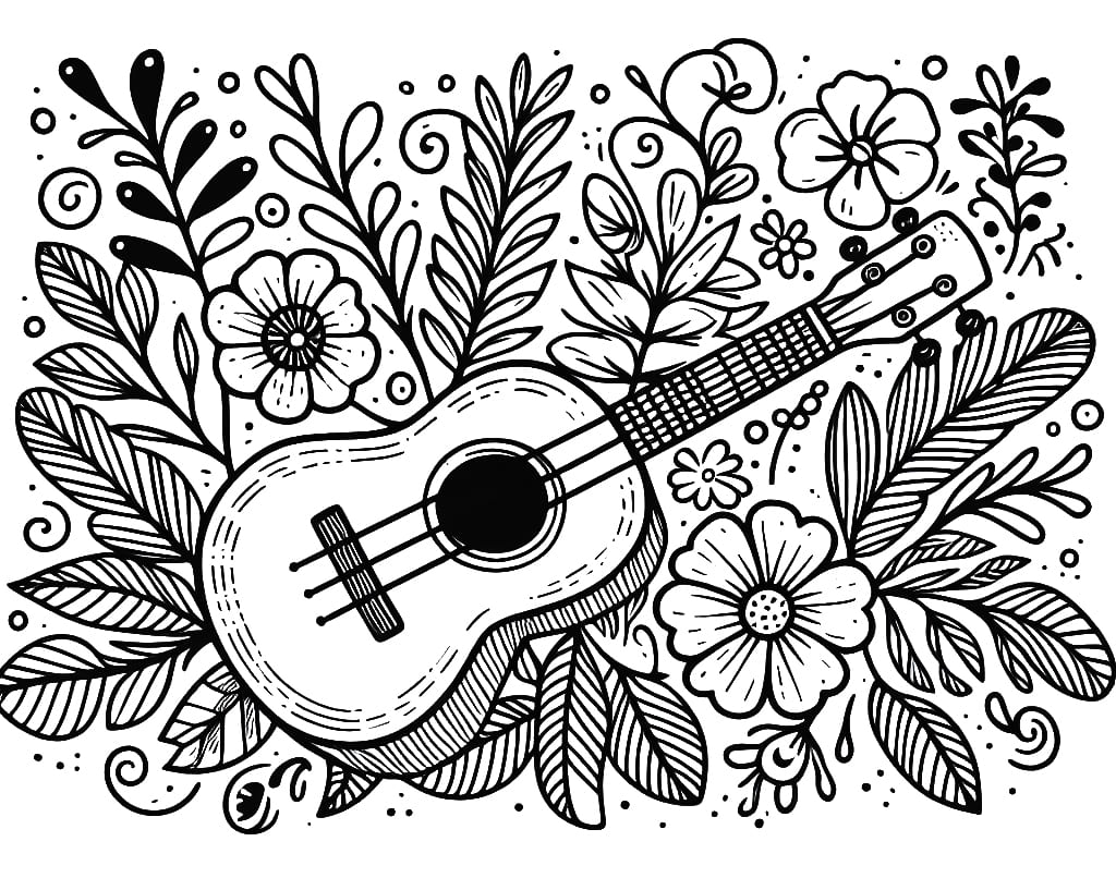 Amazing Ukulele coloring page