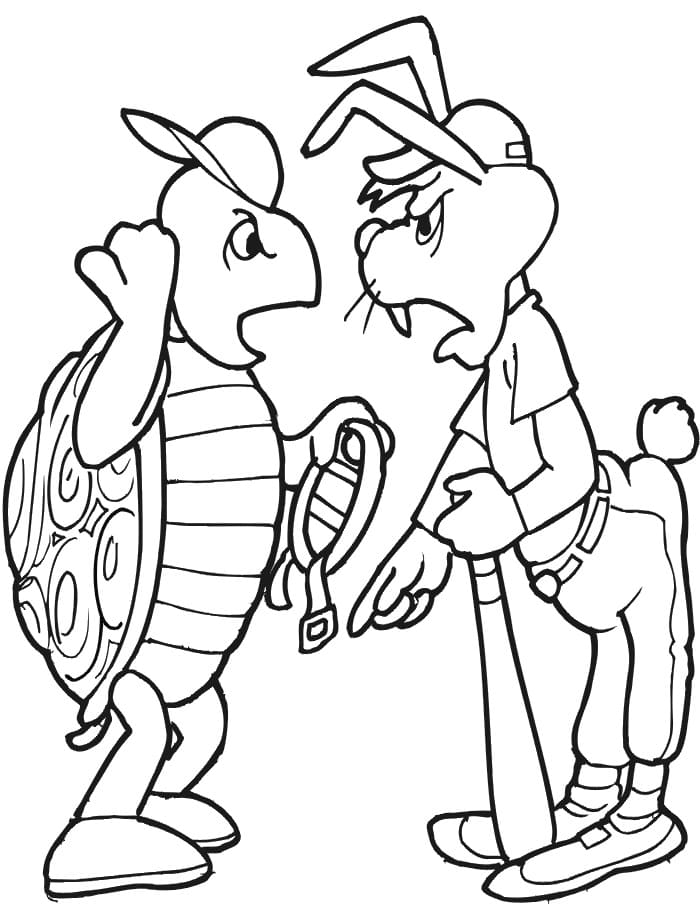 Angry Tortoise And Hare coloring page