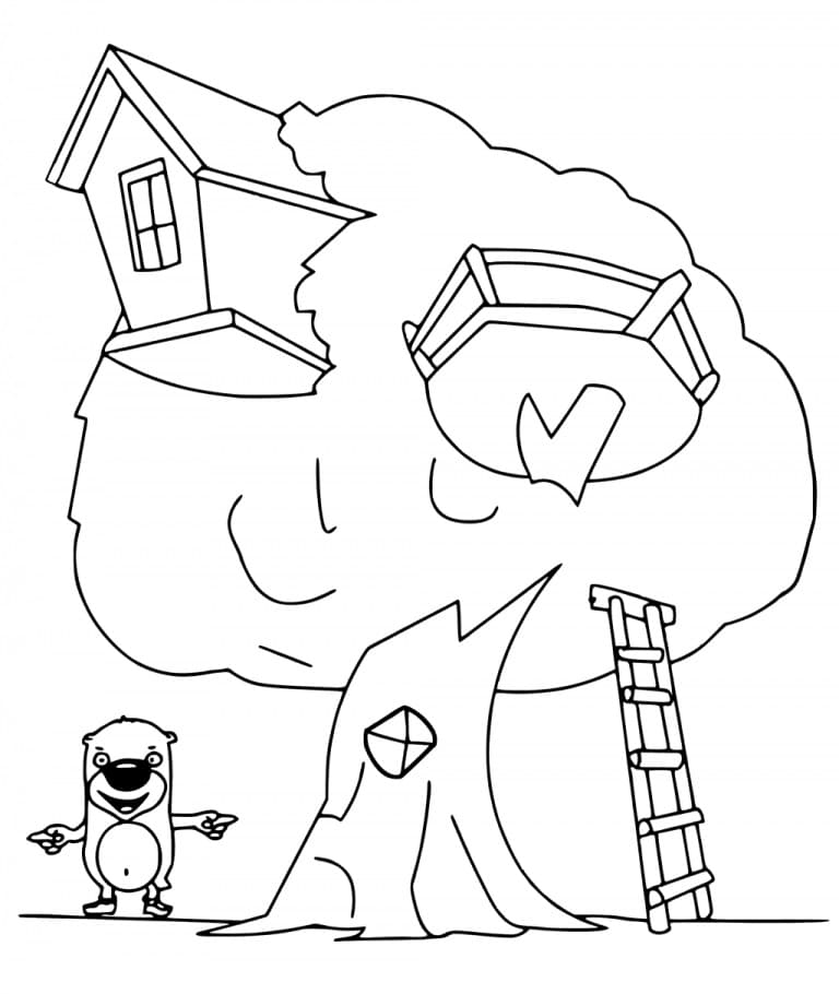 Animated Treehouse coloring page