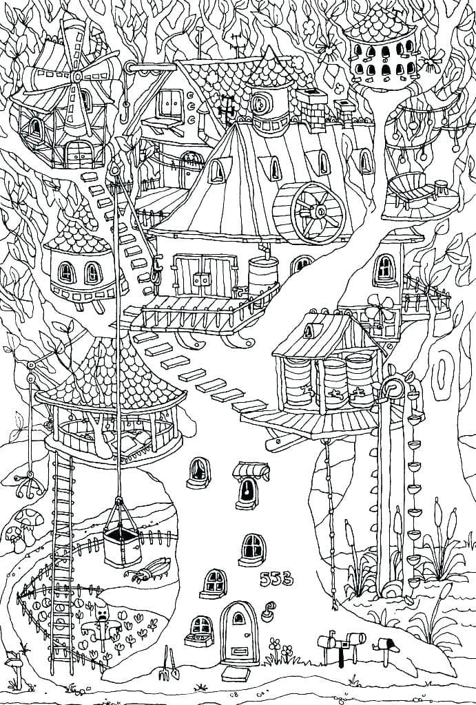 Beautiful Treehouse coloring page