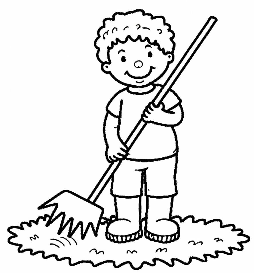 Raking Leaves coloring pages