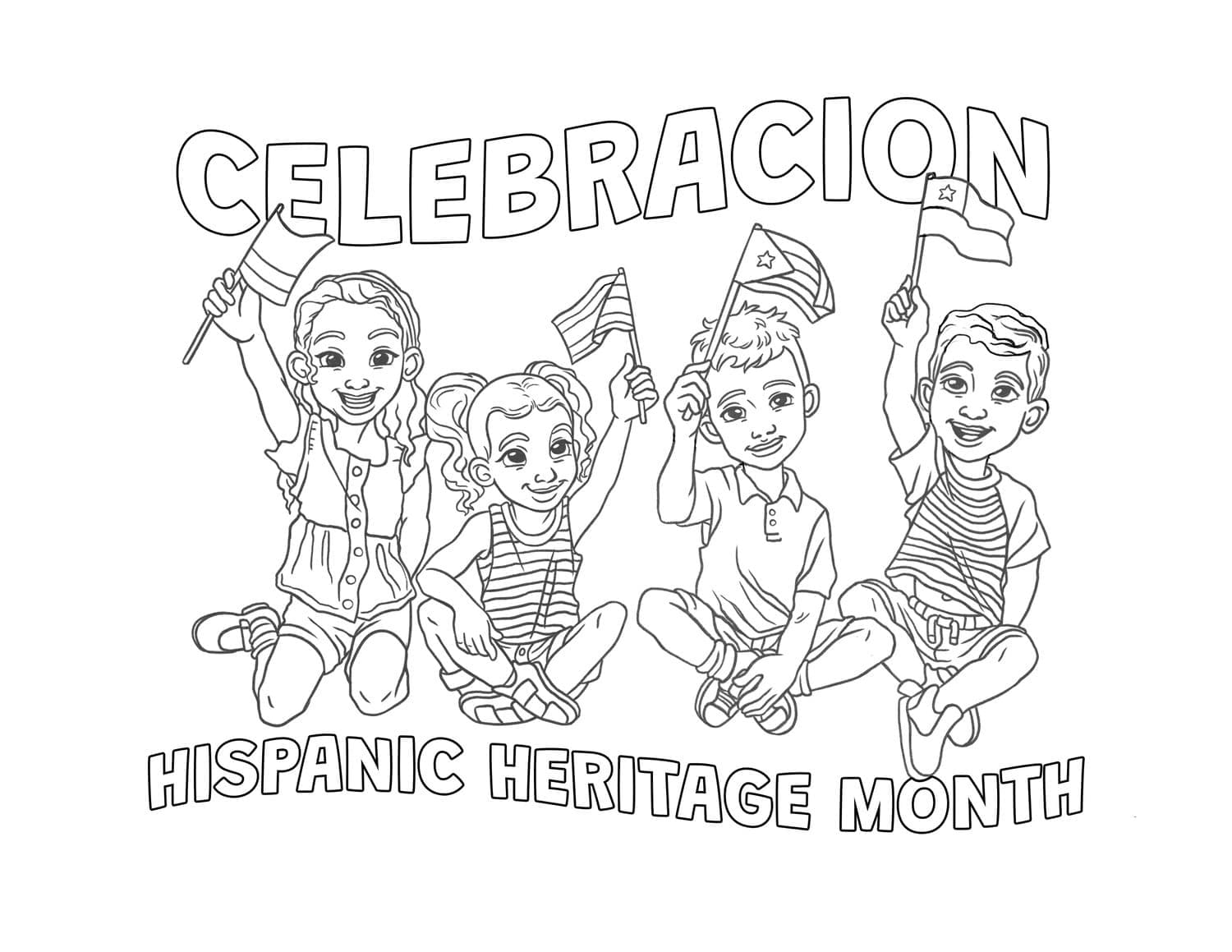 Children And Hispanic Heritage Month Coloring Page Download Print Or 