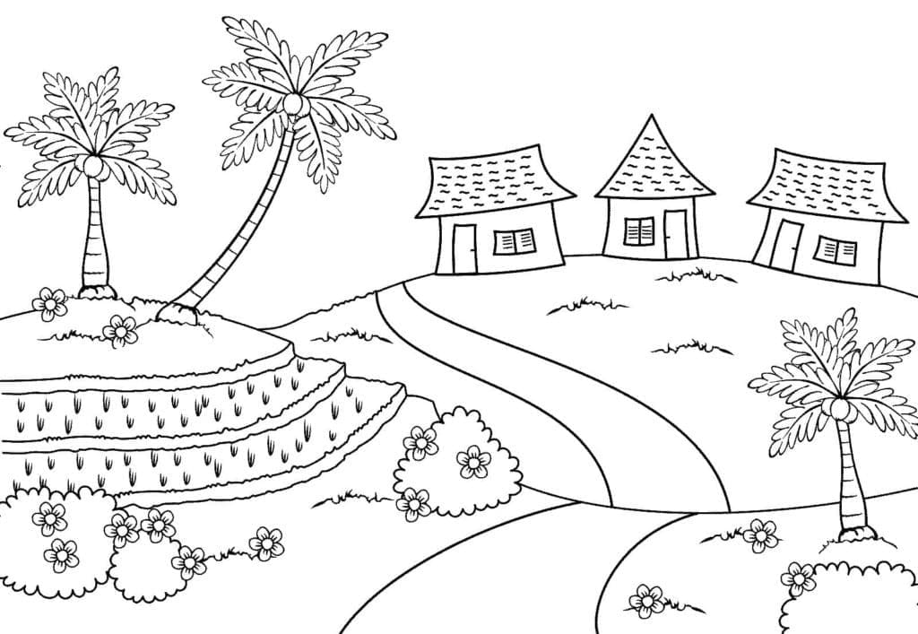 Countryside Landscape coloring page