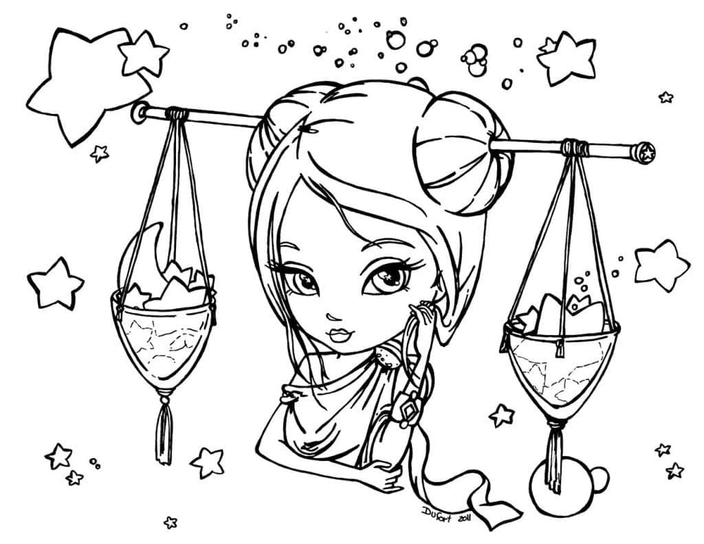 Cute Libra Zodiac Sign coloring page