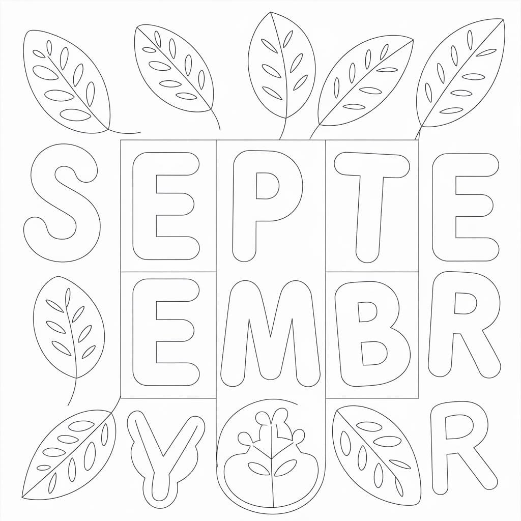 Cute September coloring page