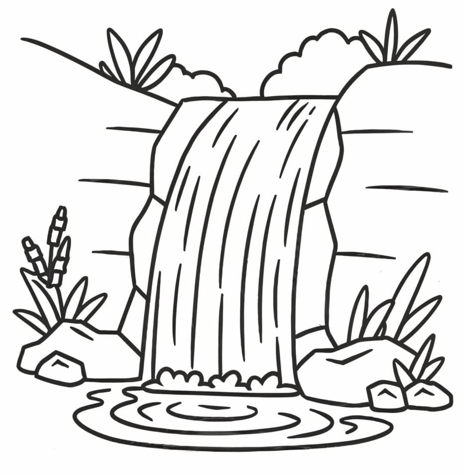 Cute Waterfall coloring page - Download, Print or Color Online for Free