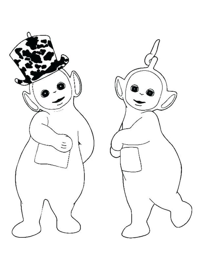 Dipsy and Laa-Laa from Teletubbies coloring page