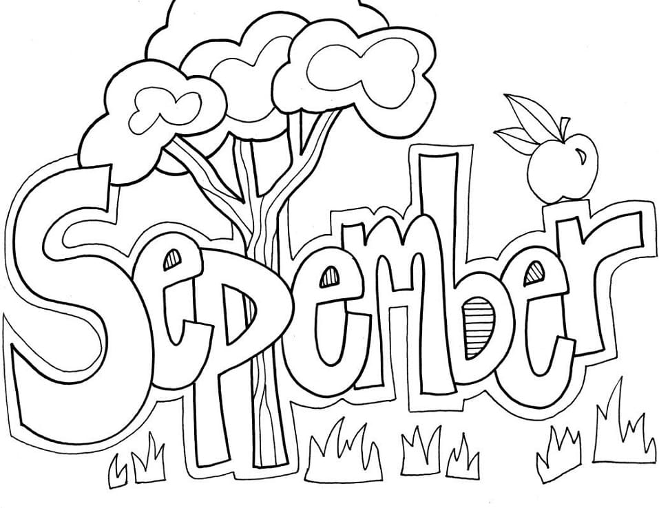 Drawing of September coloring page