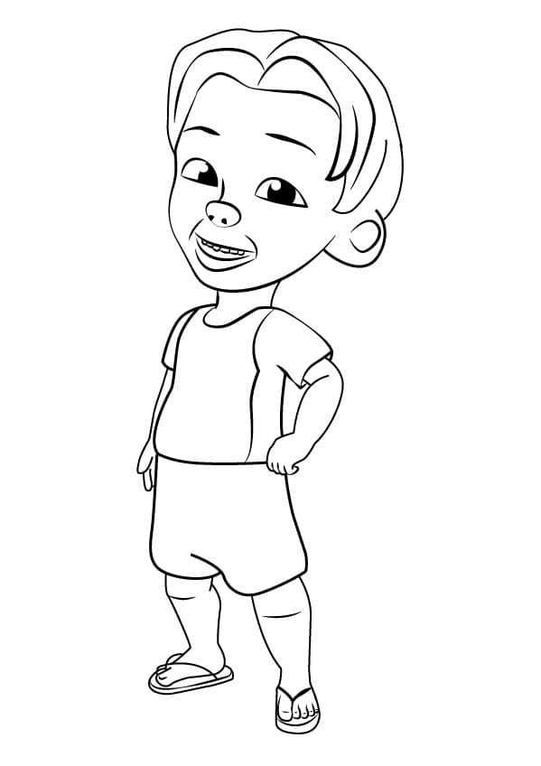 Dzul from Upin & Ipin coloring page