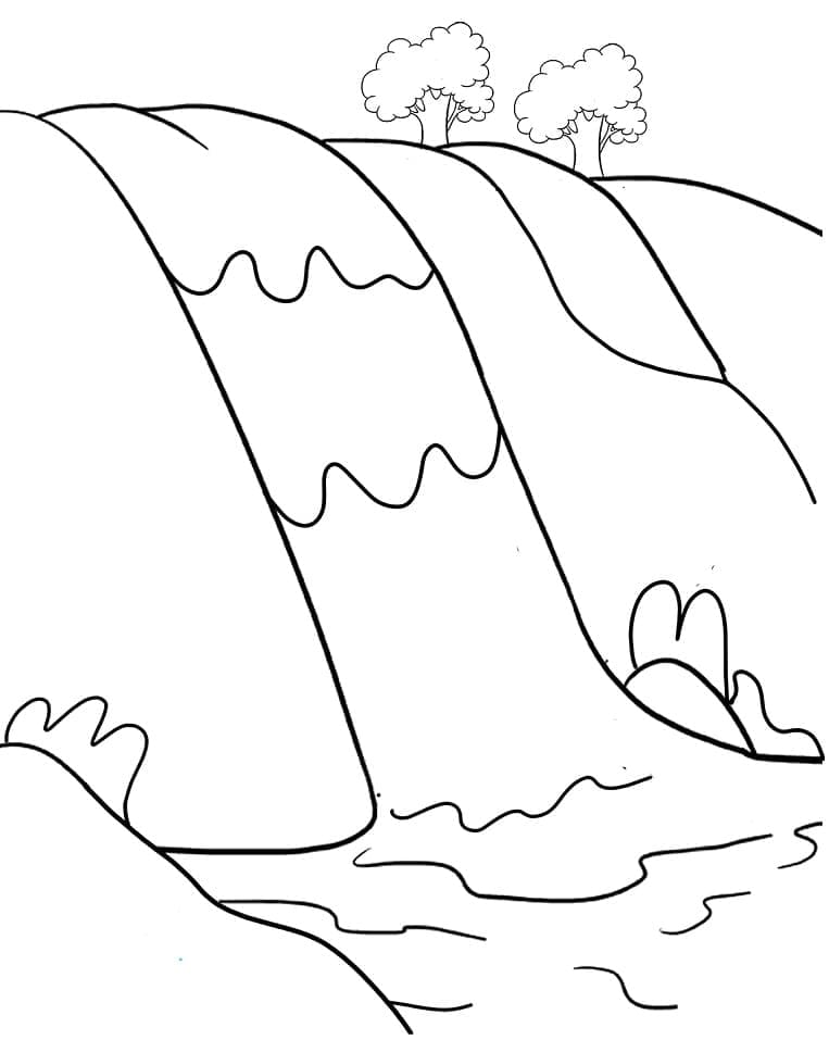 Easy Waterfall coloring page