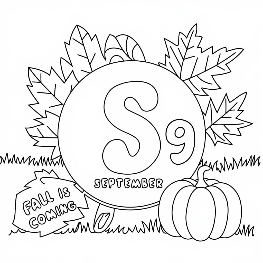 Fall is Coming September coloring page