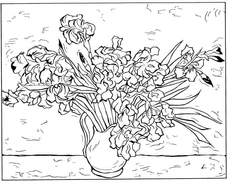 Flower Vase by Vincent Van Gogh coloring page