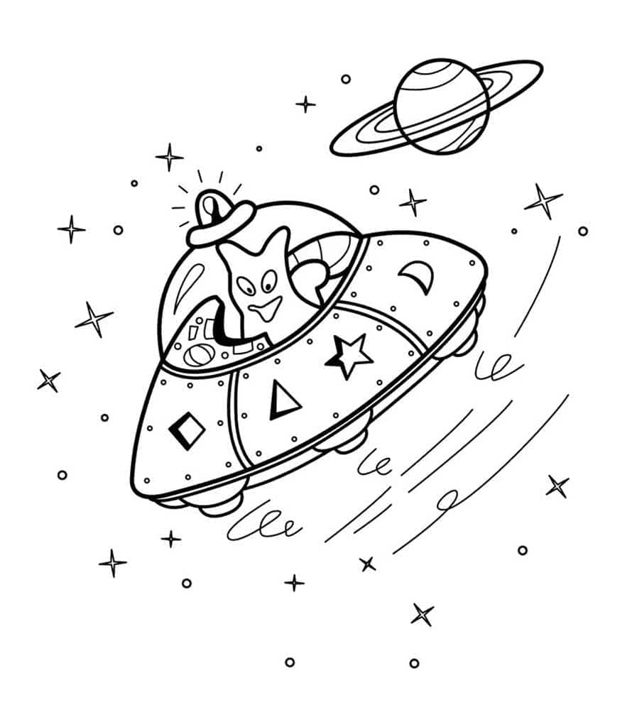 Flying Alien UFO coloring page - Download, Print or Color Online for Free