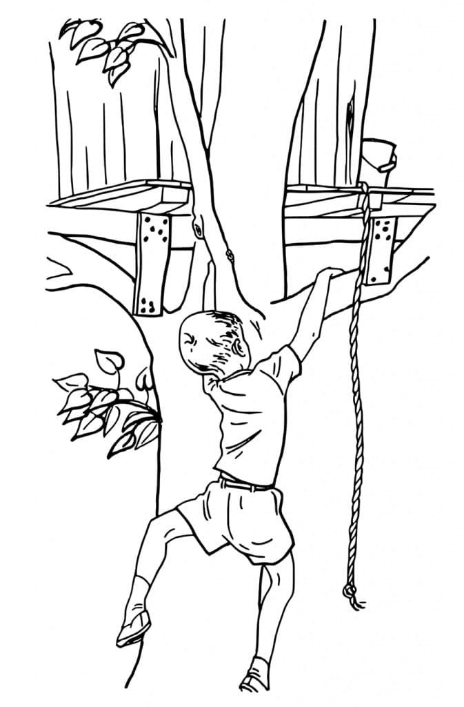 Free Tree House coloring page