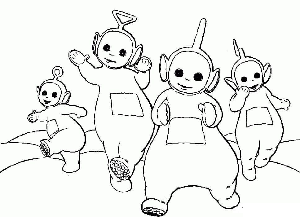 Friendly Teletubbies coloring page