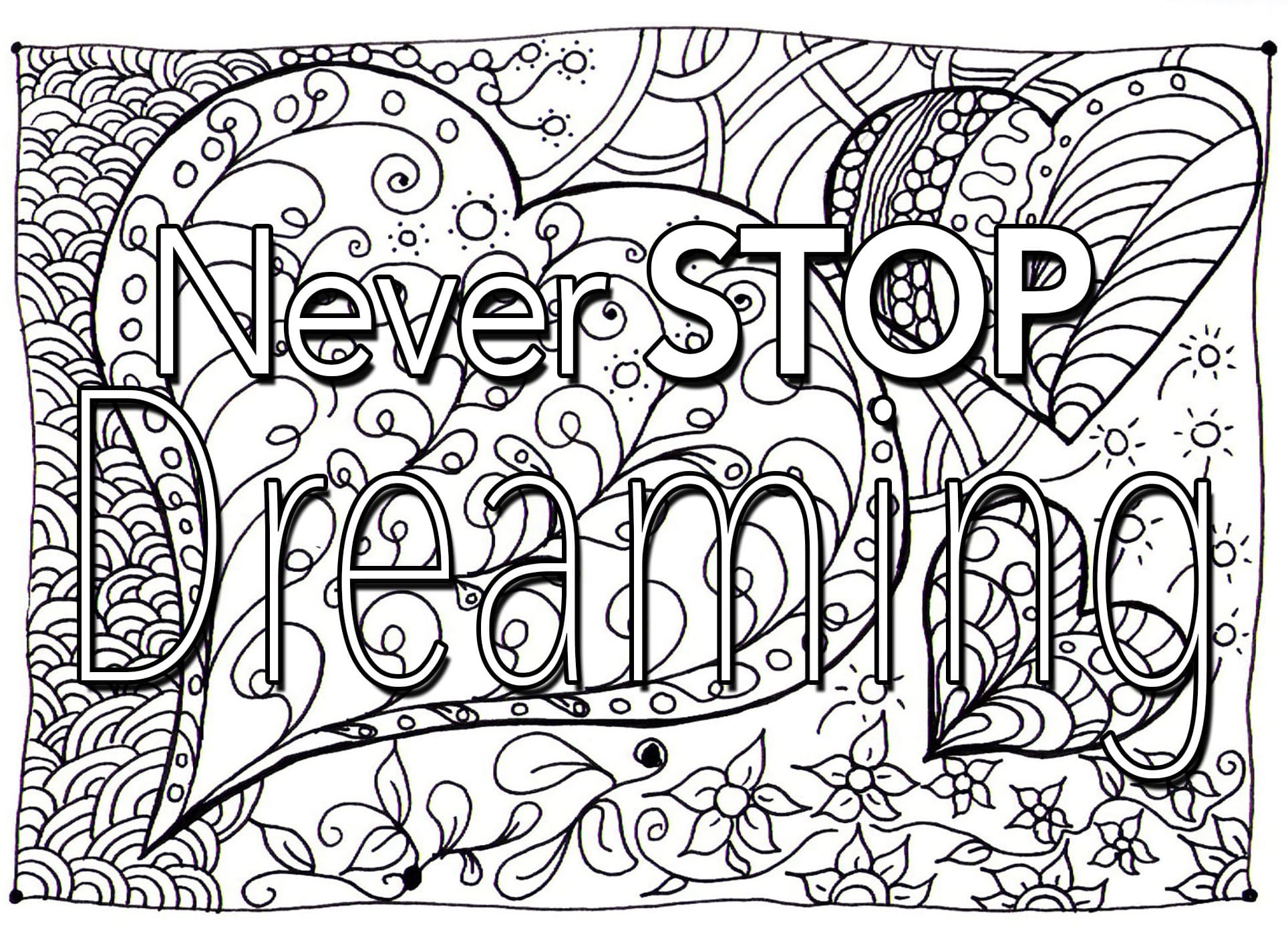 Growth Mindset – Never Stop Dreaming coloring page