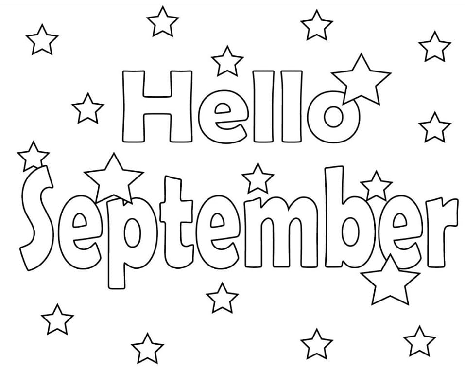 Hello September coloring page