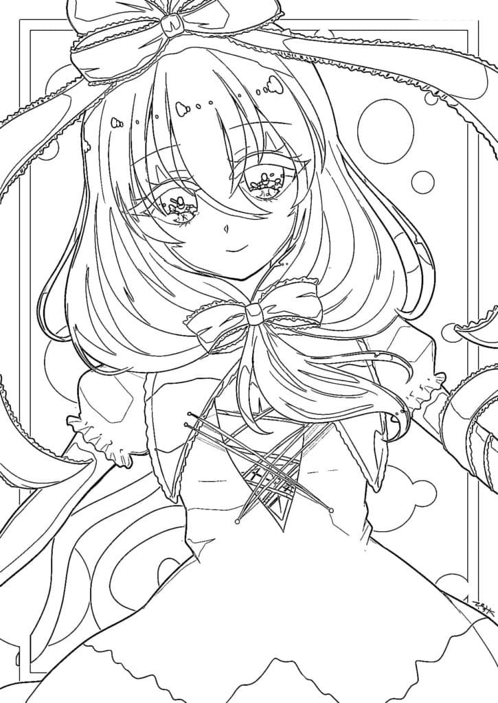 Hina Kagiyama from Touhou Project coloring page