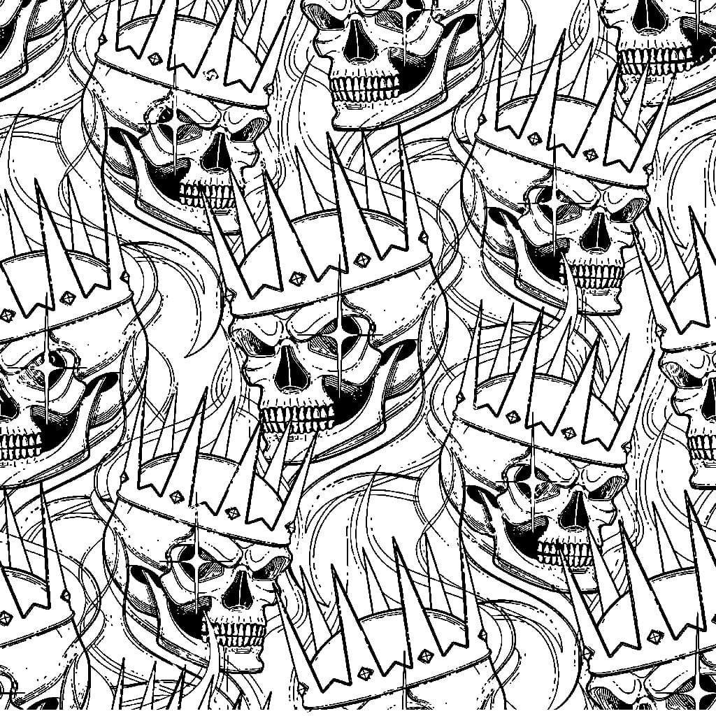 Horror Skull with Crown coloring page