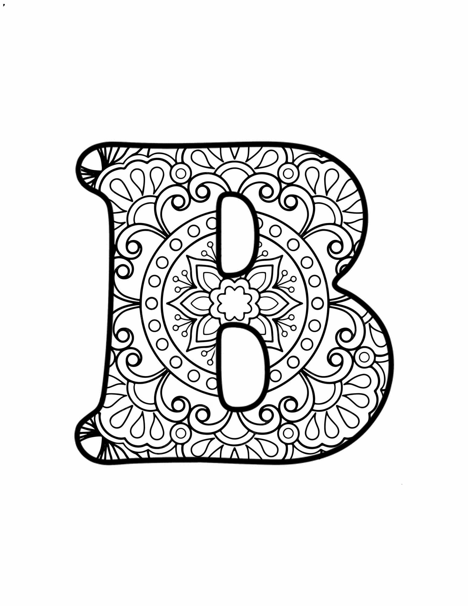 Letter B Mandala Alphabet coloring page - Download, Print or Color ...
