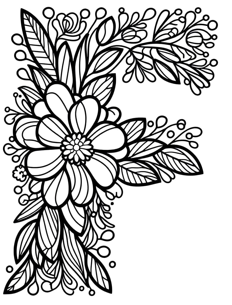 Letter F Alphabet Flower coloring page