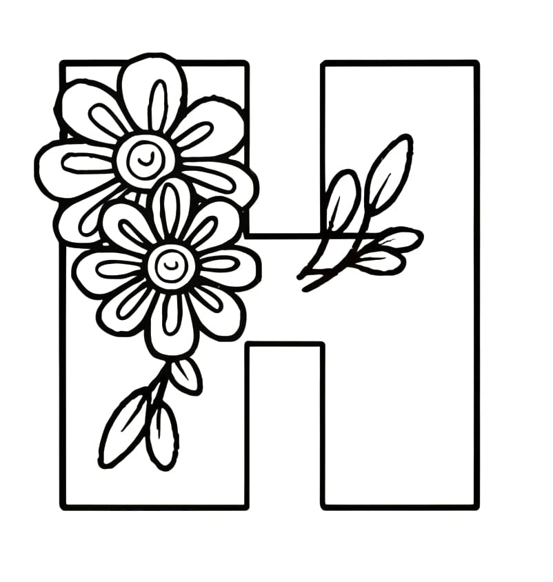 Letter H Alphabet Flower coloring page