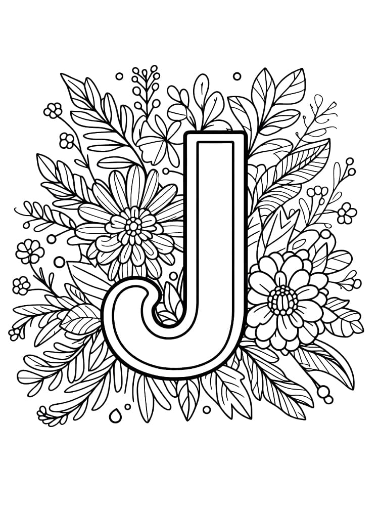 Letter J Alphabet Flower coloring page