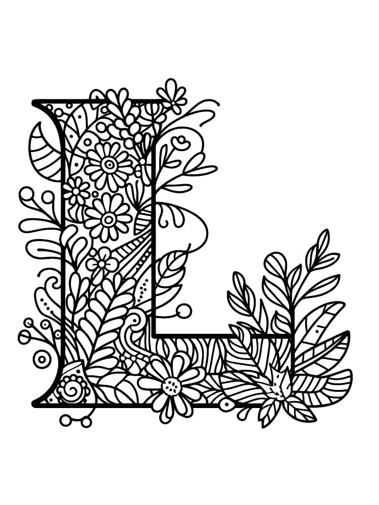 Letter L Alphabet Flower coloring page