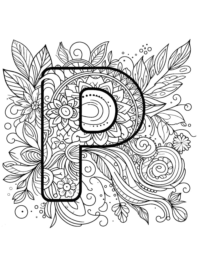 Letter P Alphabet Flower coloring page