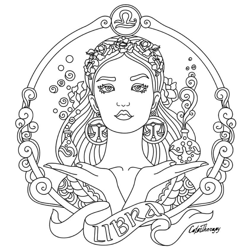 Libra Zodiac Sign coloring page