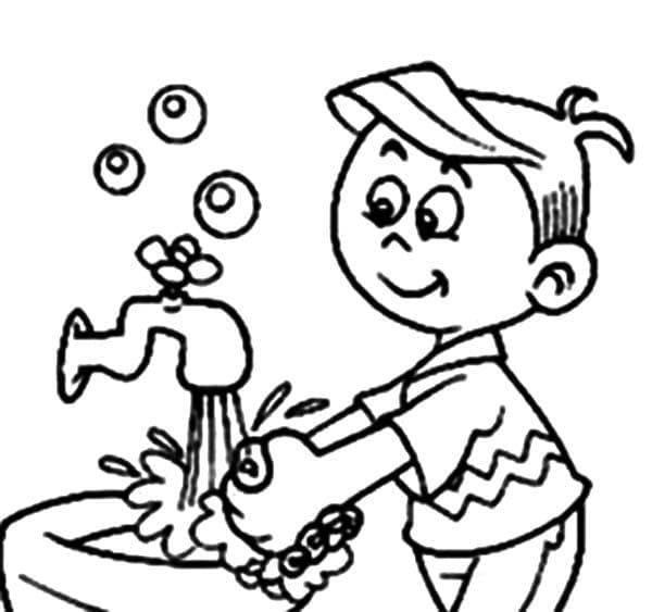 Little Boy is Washing Hands