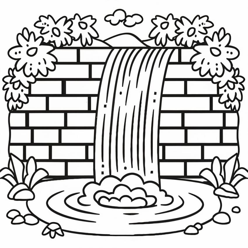 Lovely Waterfall coloring page