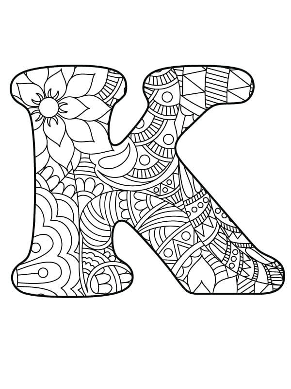 Mandala Alphabet Letter K coloring page - Download, Print or Color ...