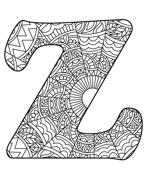 Mandala Alphabet Letter Z coloring page