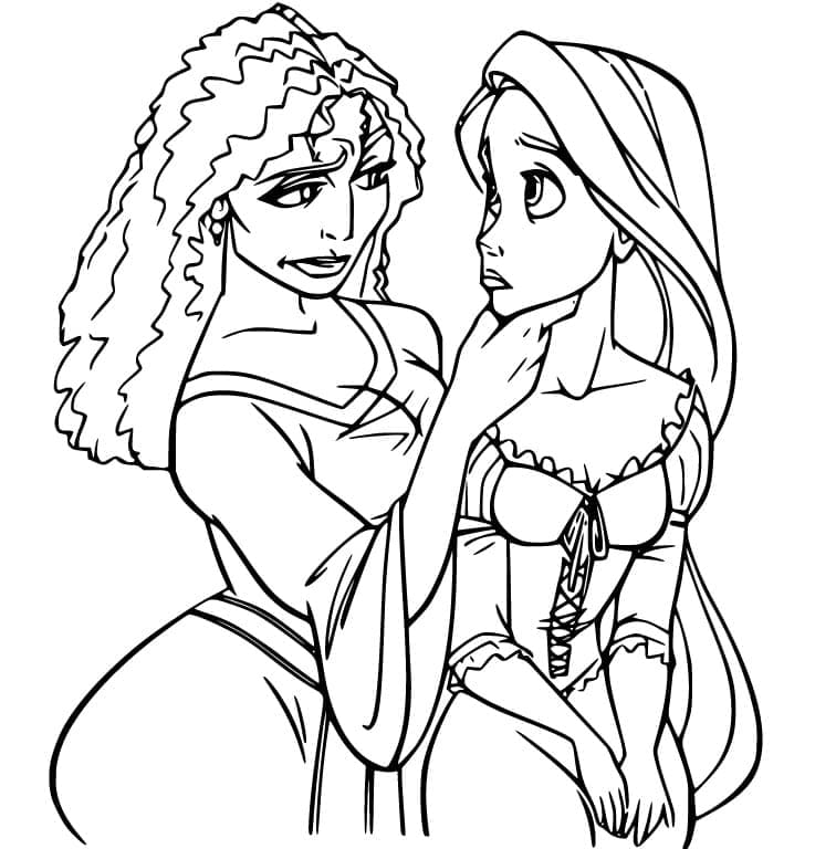 Mother Gothel and Rapunzel from Tangled