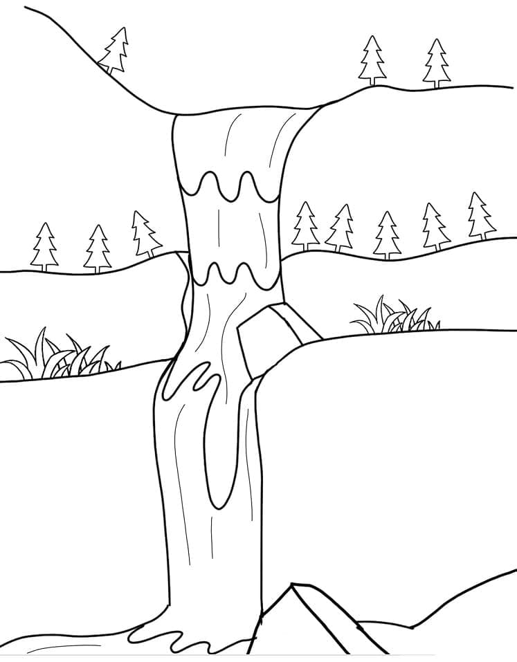 Nice Waterfall Landscape coloring page