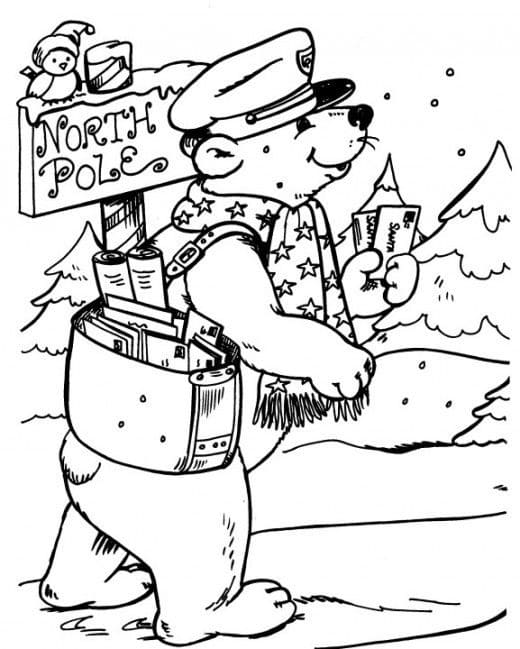 North Pole Polar Bear coloring page