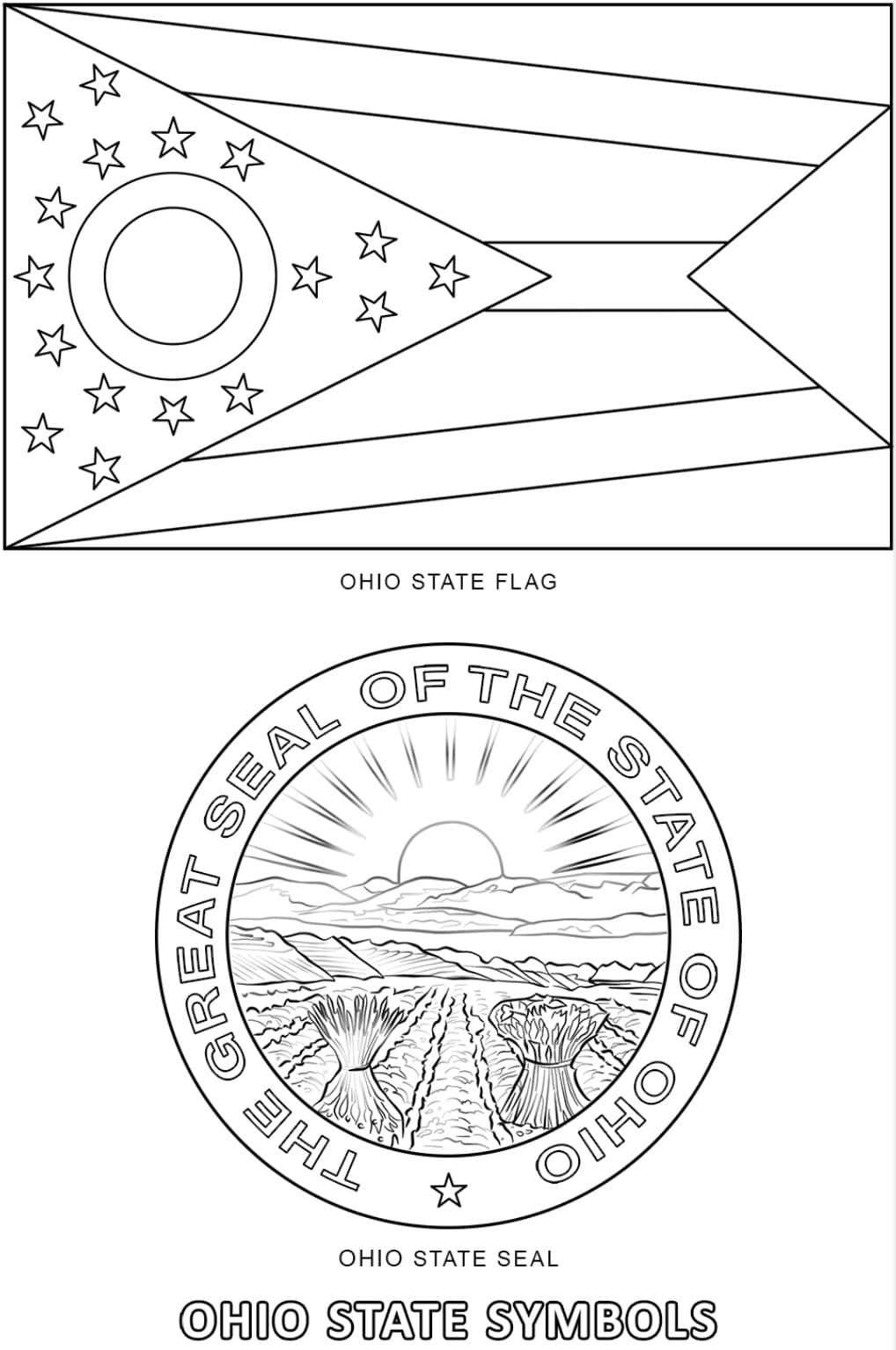 Ohio State Symbols coloring page - Download, Print or Color Online for Free