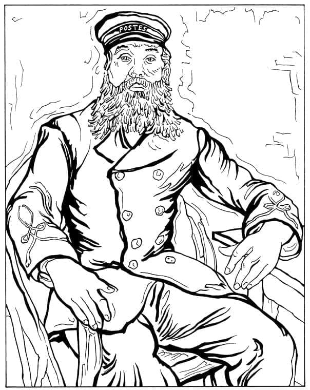 Portrait of Joseph Roulin by Vincent Van Gogh coloring page